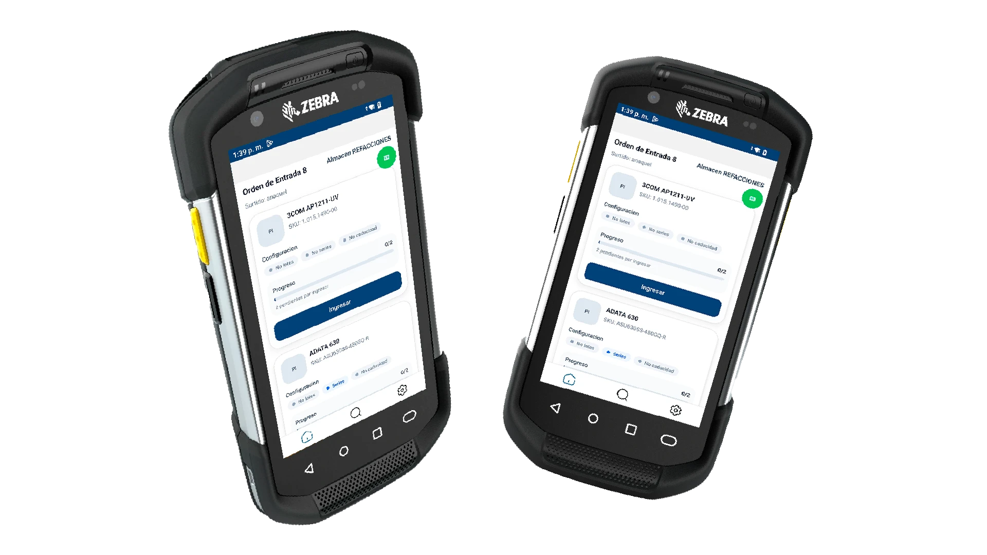 Fases de ingreso en Hand Held: producto, captura de unidades y confirmación de entrada