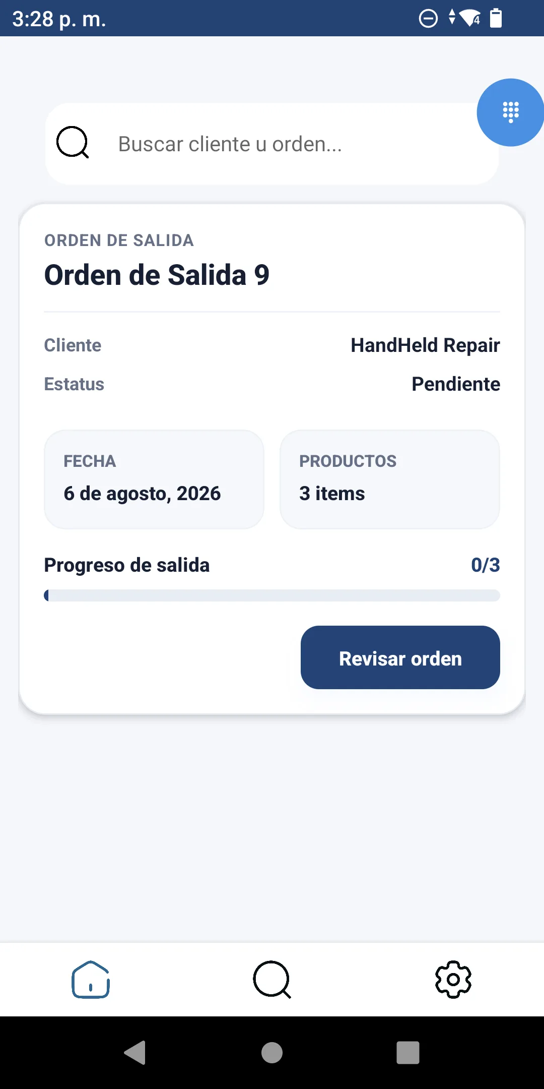Pantalla de la app Saga: Listado de salidas